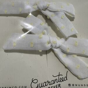 Wunderkin Yellow Swiss Dot New In Package Piggie Bows